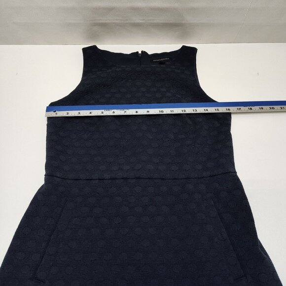 Banana Republic Jacquard Sheath Dress Size 4 Sleeveless Knee Length Lined Navy - Picture 11 of 14